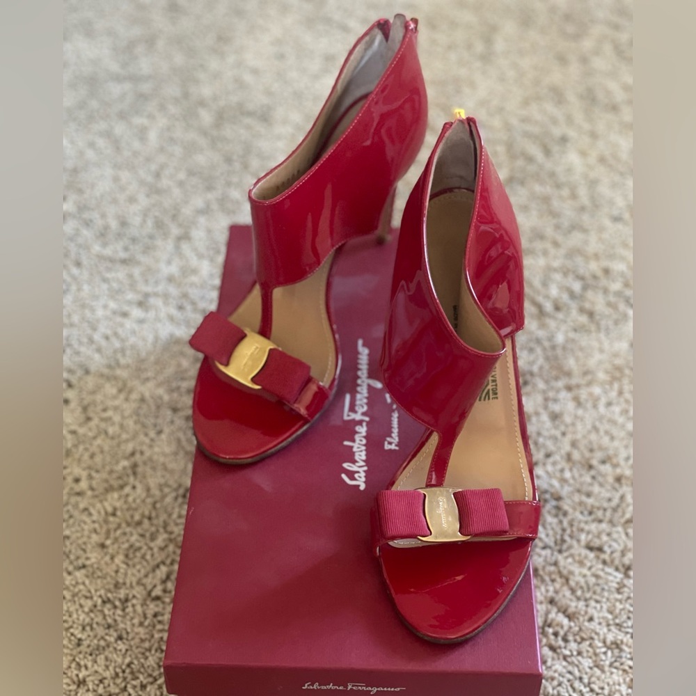Salvatore Ferragamo Red Patent Leather Heels